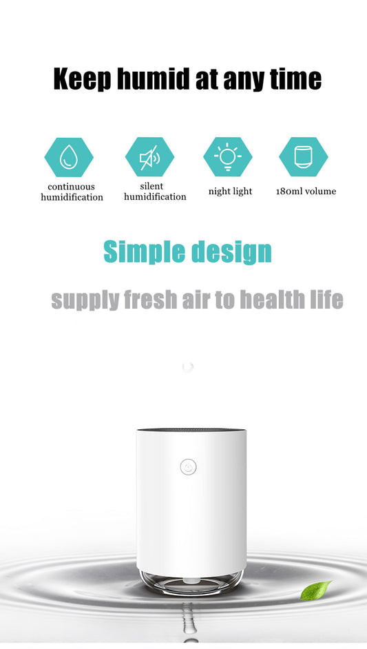 Portable desktop humidifier in pastel color releasing mist