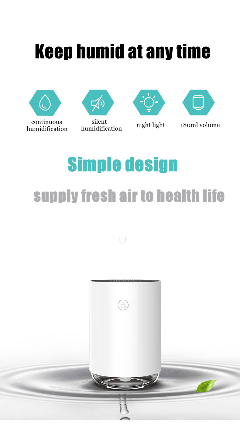 Portable desktop humidifier in pastel color releasing mist