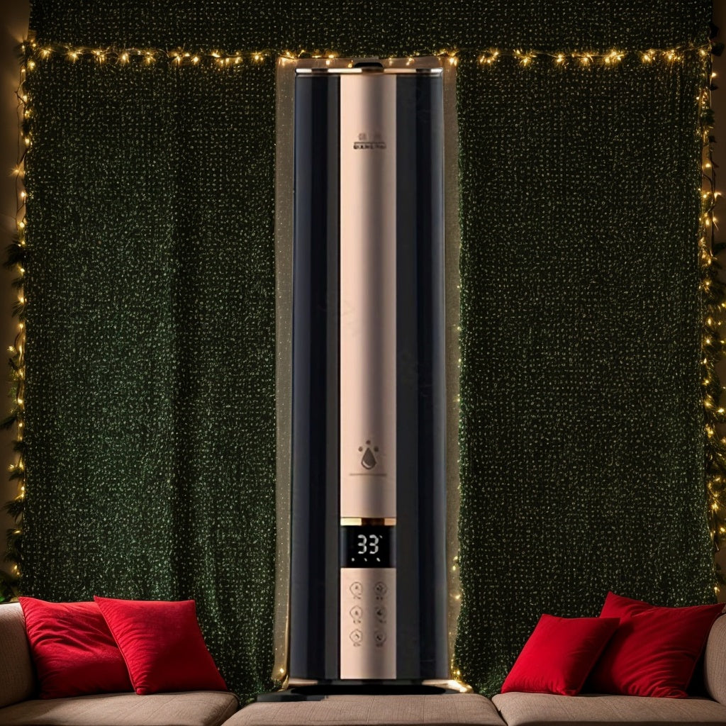 Modern black humidifier in spacious living room