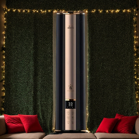 Modern black humidifier in spacious living room