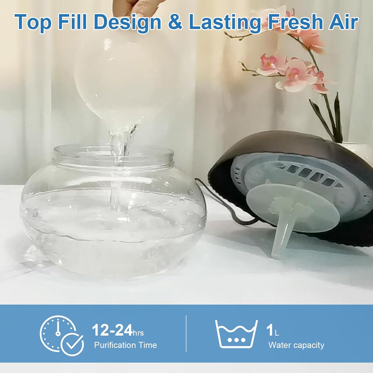 Portable air humidifier in use